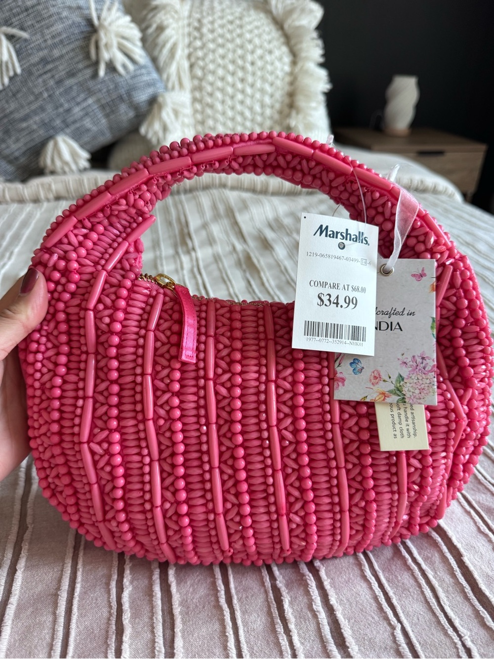 Marshalls Coral Pink Beaded Hobo Bag - Brand New Never Used